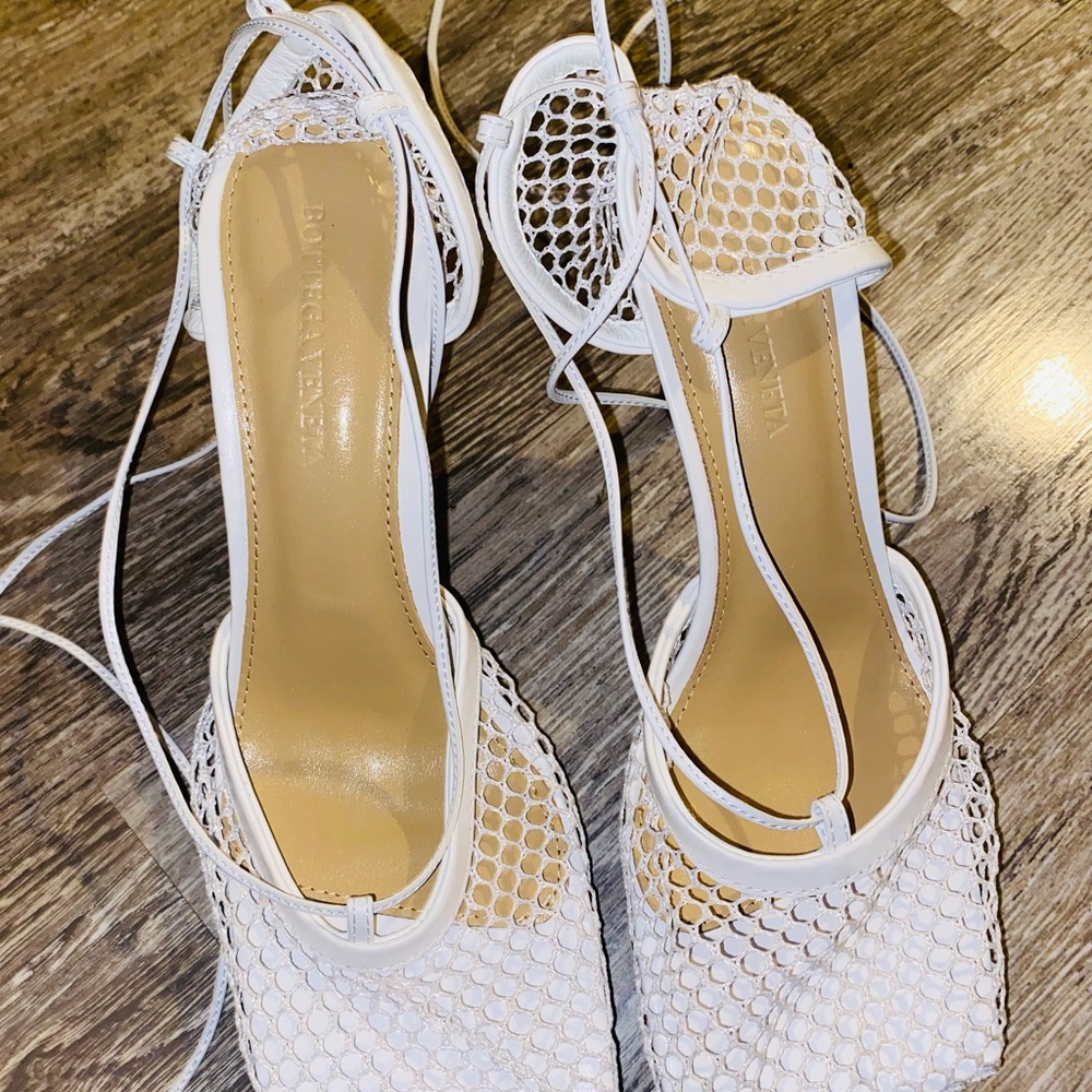 Bottega Veneta White Mesh Heels